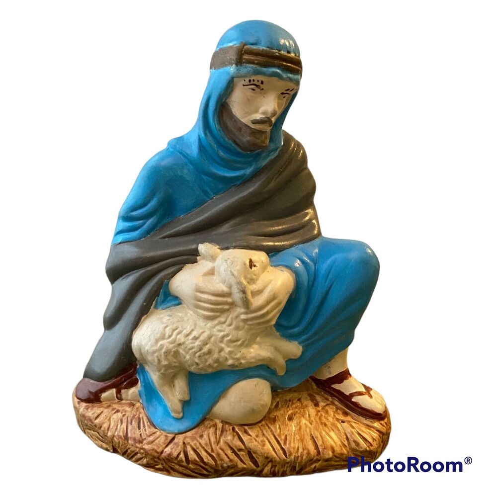 Vtg Holland Mold Ceramic Shepherd Kneeling Nativity 1965 Hand Painted